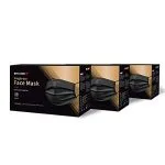 byd care 3-ply black color single-use face mask, box of 50 pcs