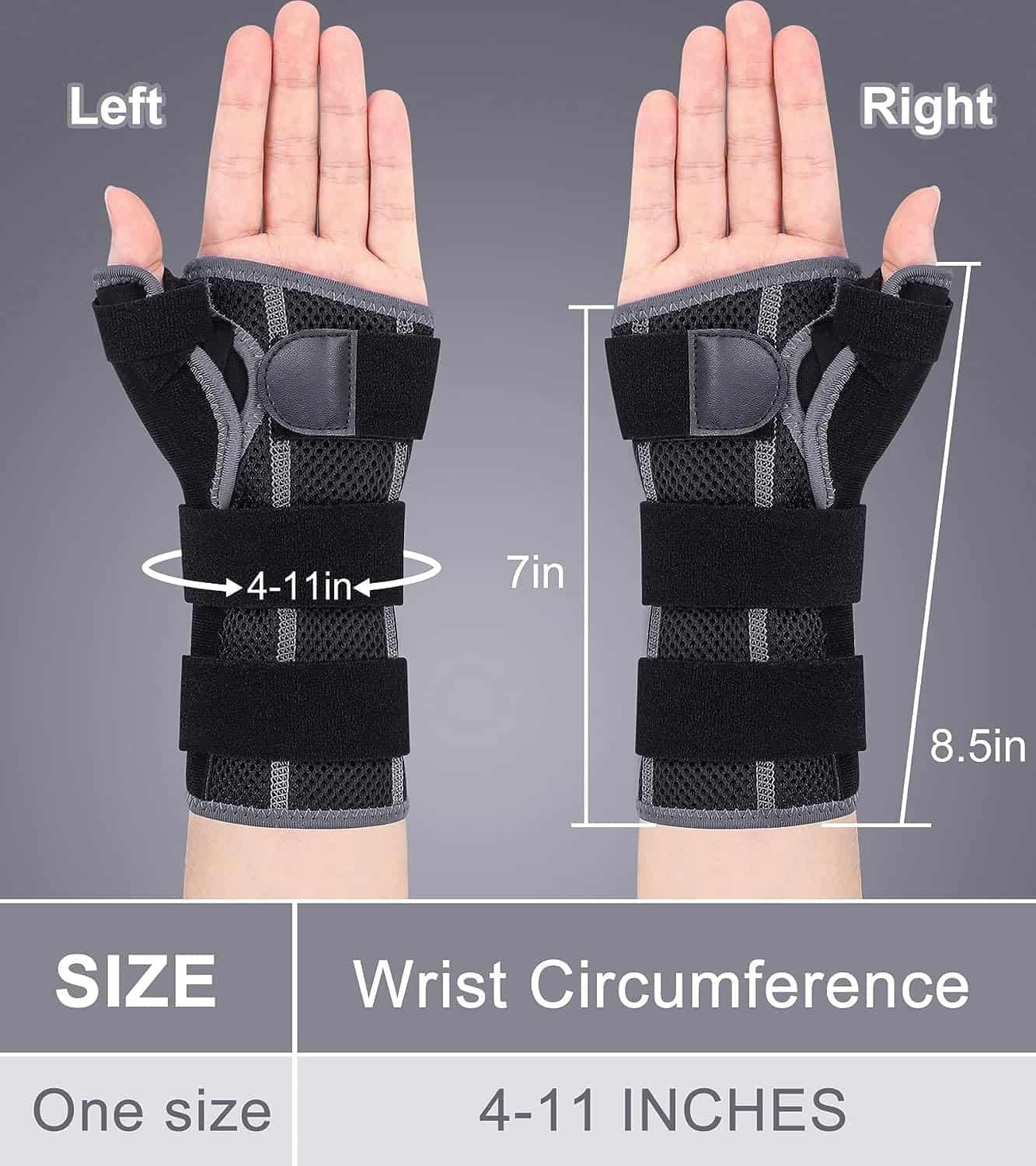 2 Pcs Adjustable Wrist Brace, Wrist Support Comfortable for Arthritis and  Tendinitis, Wrist Compression Wrap Fit for Right and Left Hand
