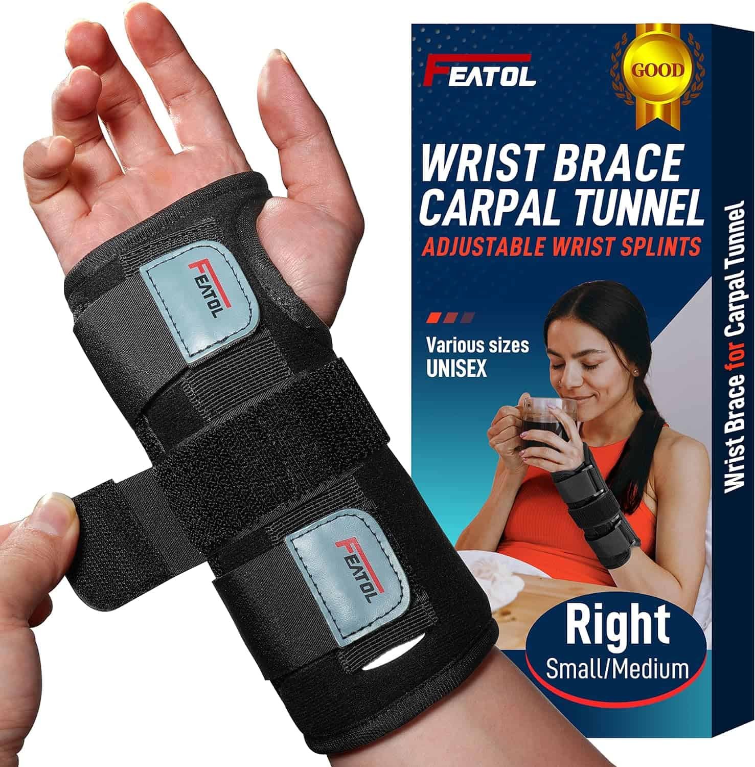 Carpal Tunnel Wrist Brace, Adjustable Wrist Brace for Men, Women, Night  Sleep Brace Wrist Brace for Pain Relief, Tendonitis, Sports Injuries -  Right Hand L 