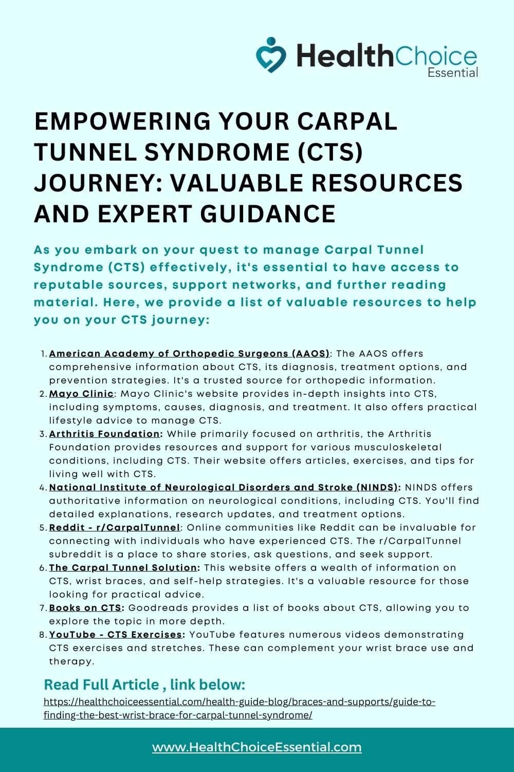 Navigating Carpal Tunnel Syndrome (CTS) Essential Information and Supportive Resources