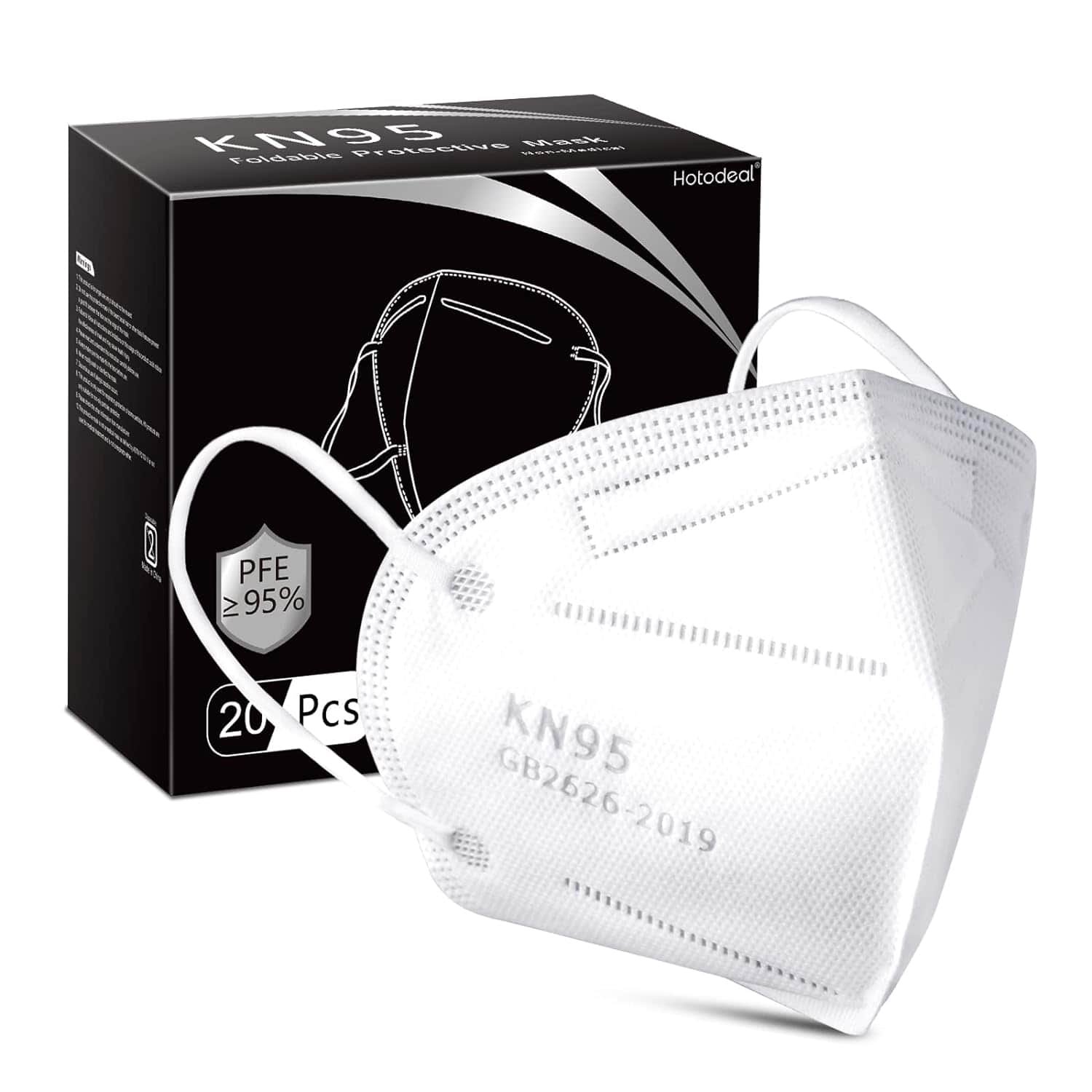 KN95 High Quality Filtering Earloop White Masks Face in Large