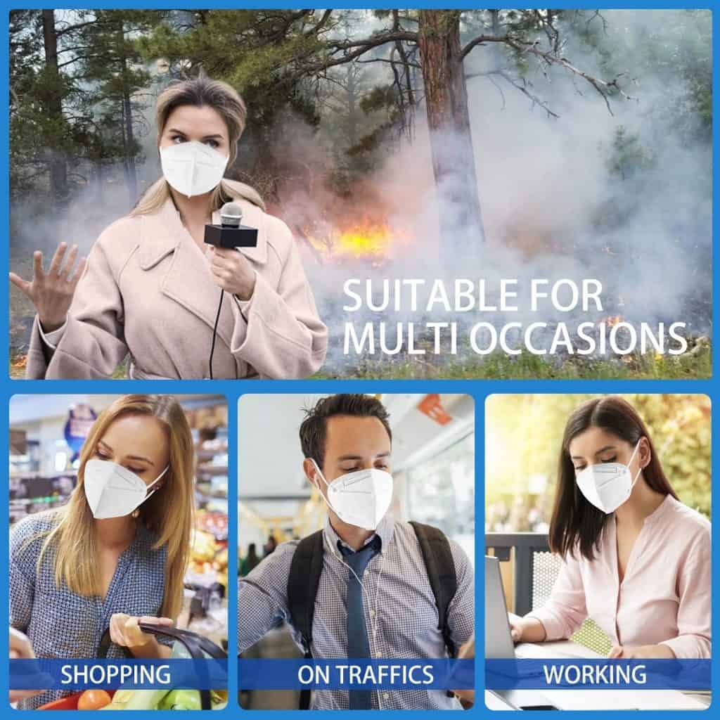 Mask Against PM2.5 from Fire Smoke, Dust (White)