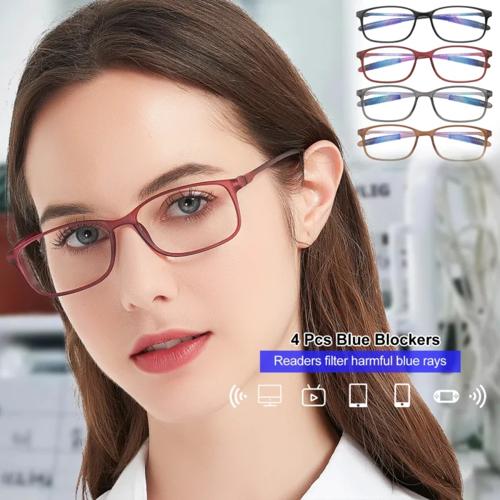 Anti-reflective blue light blocking reading glasses