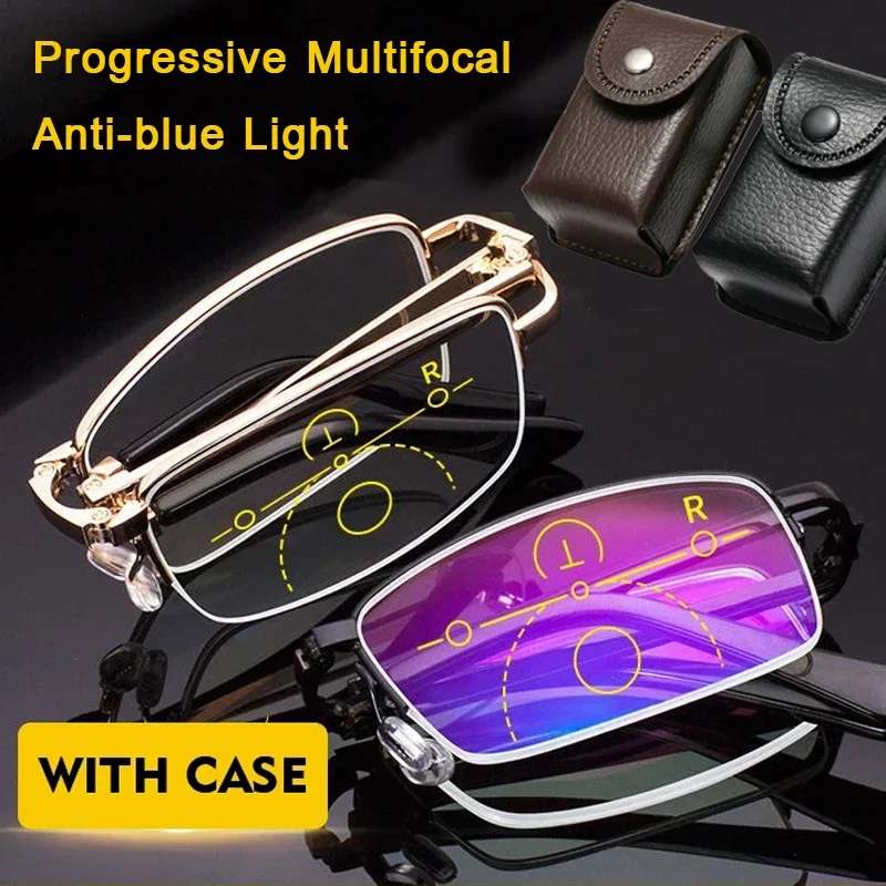 Buy multifocal folding reading glasses with anti-blue light protection