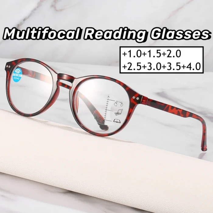 Round Frame Multifocal Reading Glasses