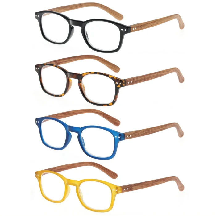 4 Pack Reading Glasses wooden style unisex