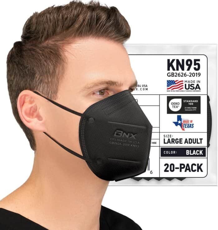 black kn95 mask large adult