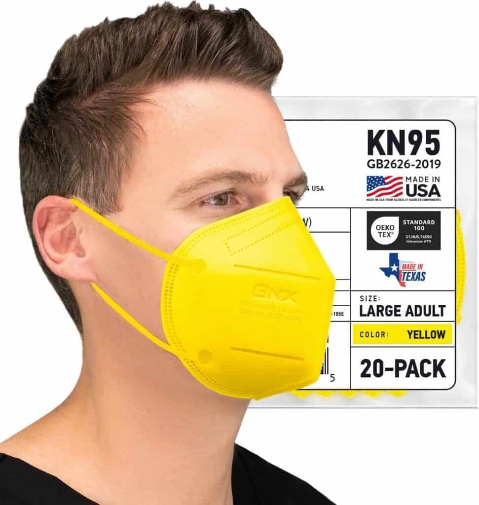 Breathable yellow KN95 masks made in USA