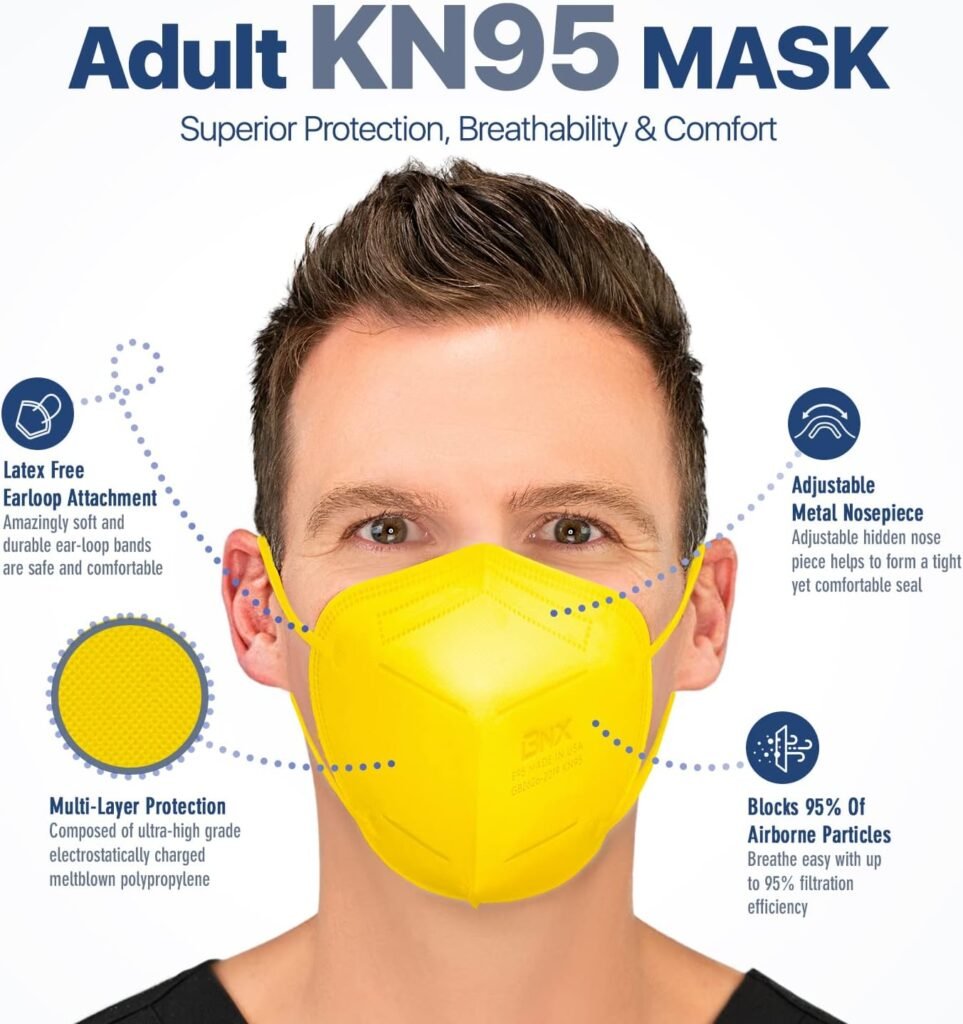 Yellow KN95 mask USA for adults 